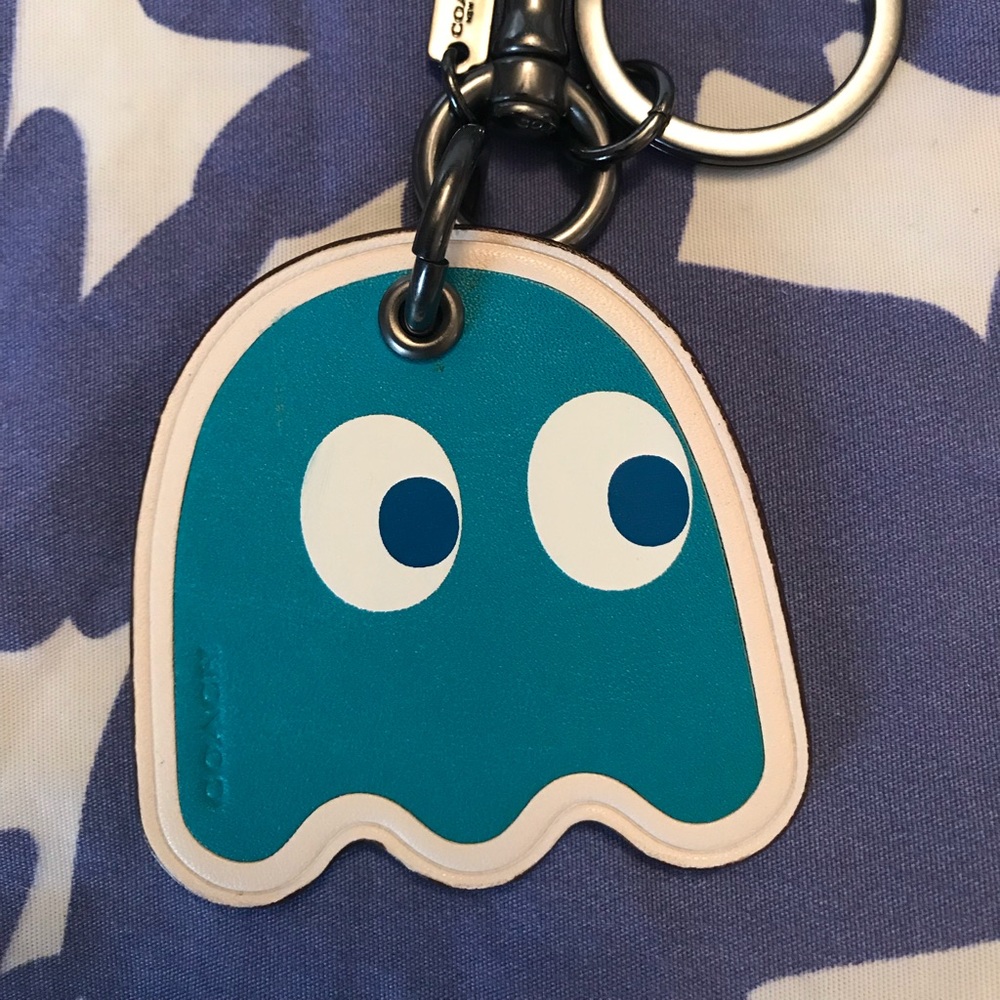 Coach PAC-MAN BLUE GHOST Key Chain Purse Charm NWT